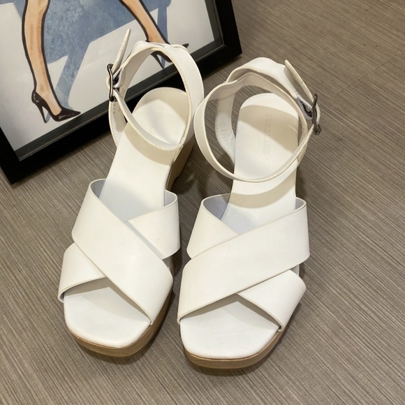 Everlane The clog Leather and wood Cross Band sandals in white color Size 10 - Picture 1 of 12